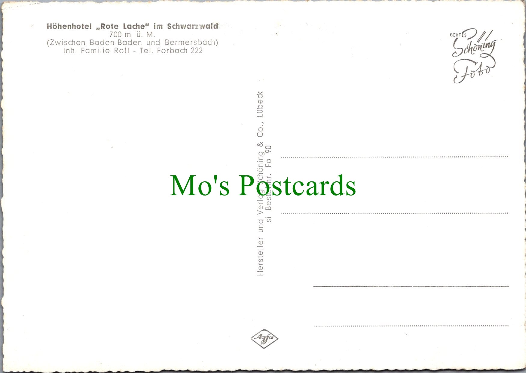 Germany Postcard - Hohenhotel Rote Lache Im Schwarzwald  SW11445