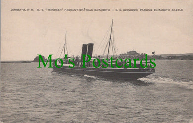 Jersey Postcard - S.S.Reindeer Passing Elizabeth Castle   SW12392