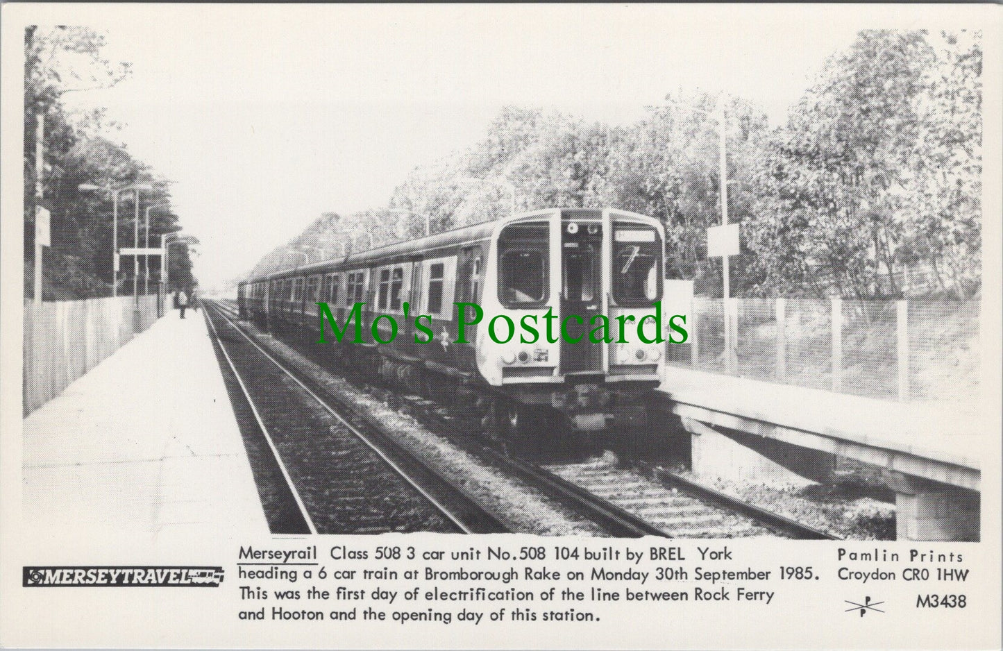 Railway Postcard - Merseyrail Class 508 Train at Bromborough Rake SW11687