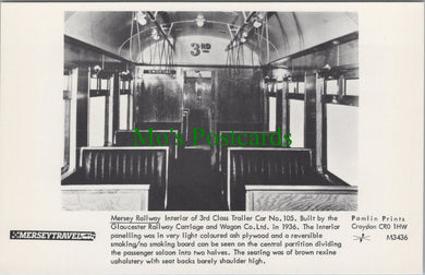 Railway Postcard - Mersey Railway. Interior of 3rd Class Trailer Car No 105 - SW11688