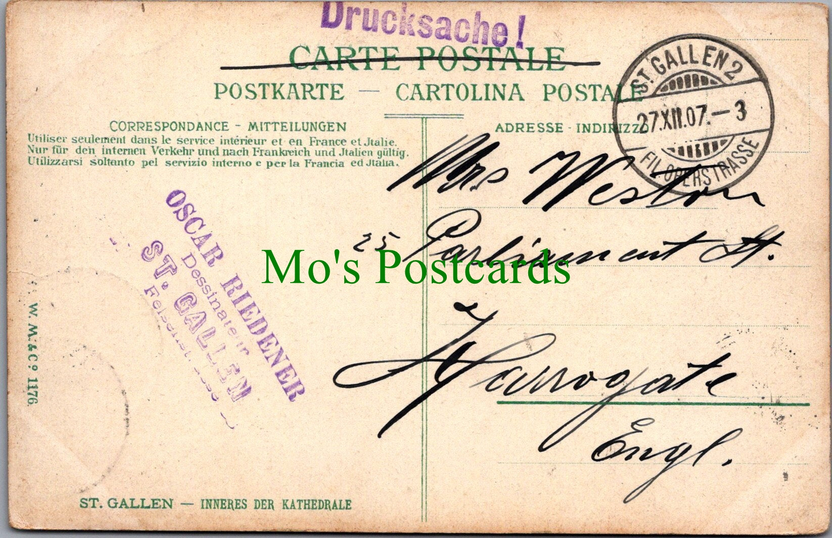Switzerland Postcard - St Gallen, Inneres Der Kathedrale   SW11647