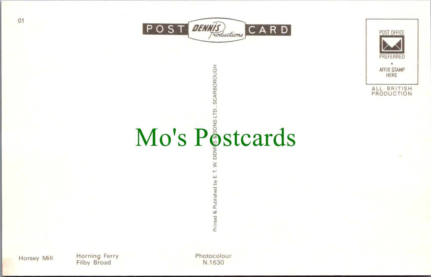 Norfolk Postcard - Norfolk Broads, Horsey Mill, Filby Broad, Horning Ferry SW11622