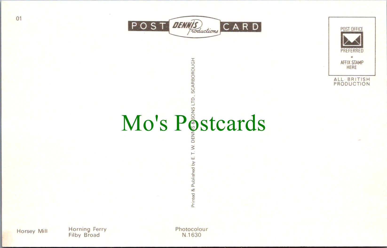 Norfolk Postcard - Norfolk Broads, Horsey Mill, Filby Broad, Horning Ferry SW11622