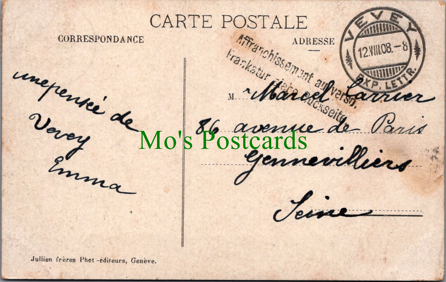 Switzerland Postcard - Vevey, Le Quai - Vaud SW11641