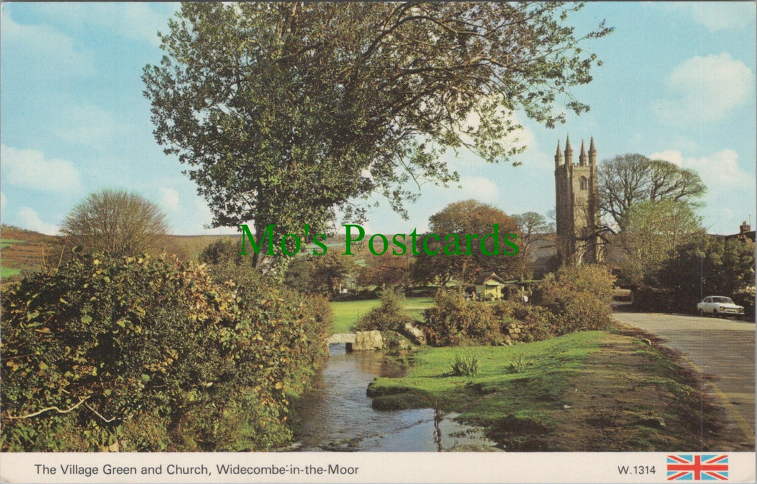 Devon Postcard - Widecombe-in-the-Moor Village Green and Church DC1070