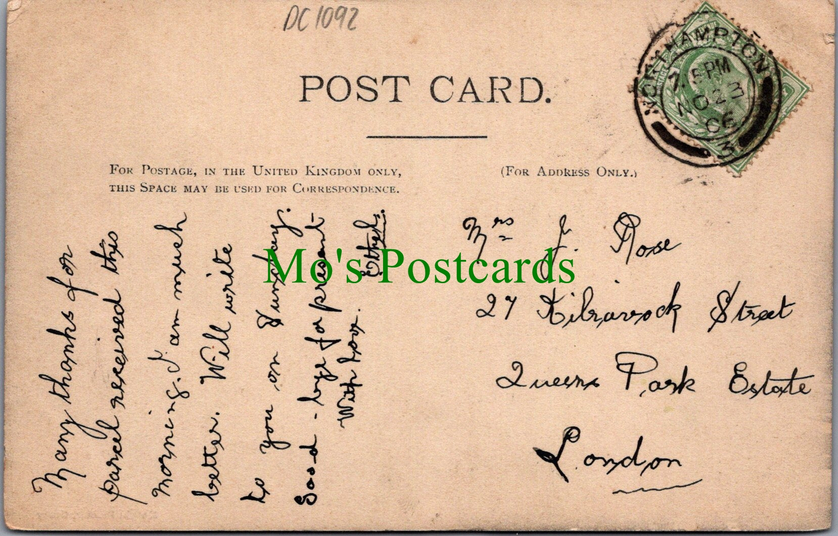 Northamptonshire Postcard - Castle Ashby Gardens and Church DC1092