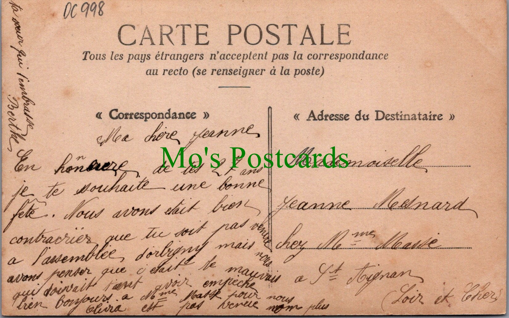 France Postcard - French Romantic Couple DC998