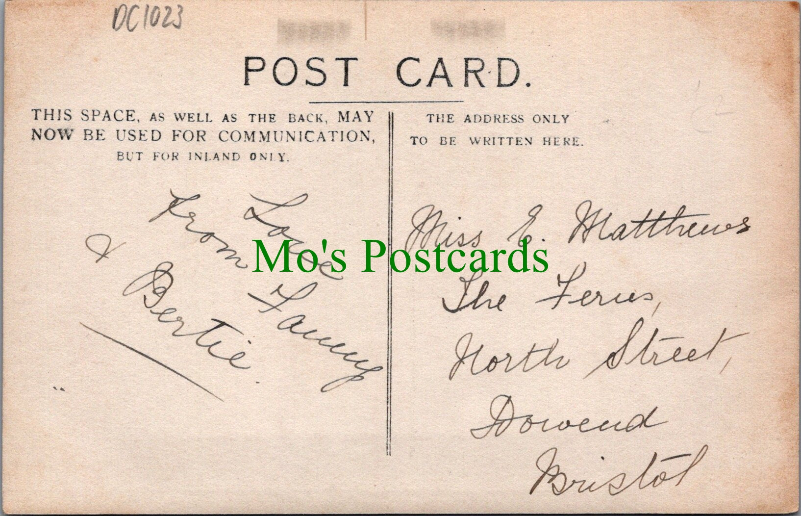 Ancestors Postcard - Mother or Nanny and a Boy Called Bertie DC1023