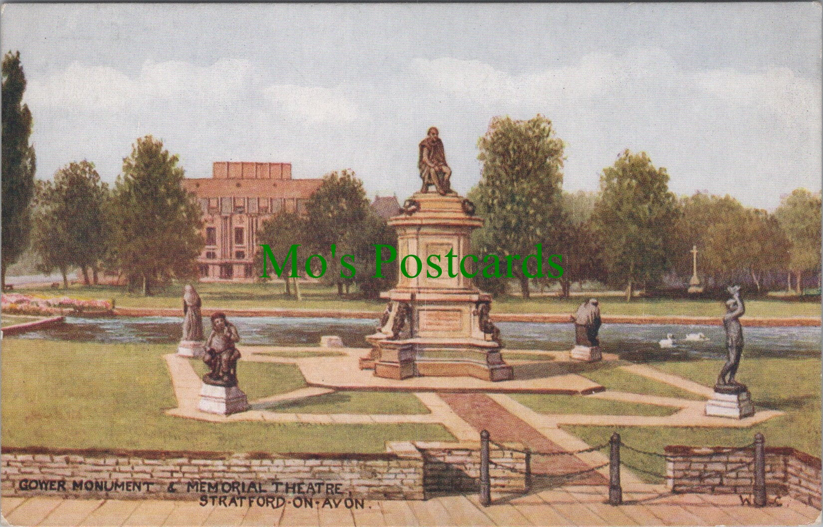 Warwickshire Postcard - Stratford-On-Avon Gower Monument DC1033