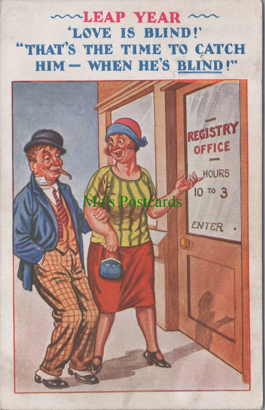 Comic Postcard - Couple, Registry Office, Wedding, Leap Year SW13139