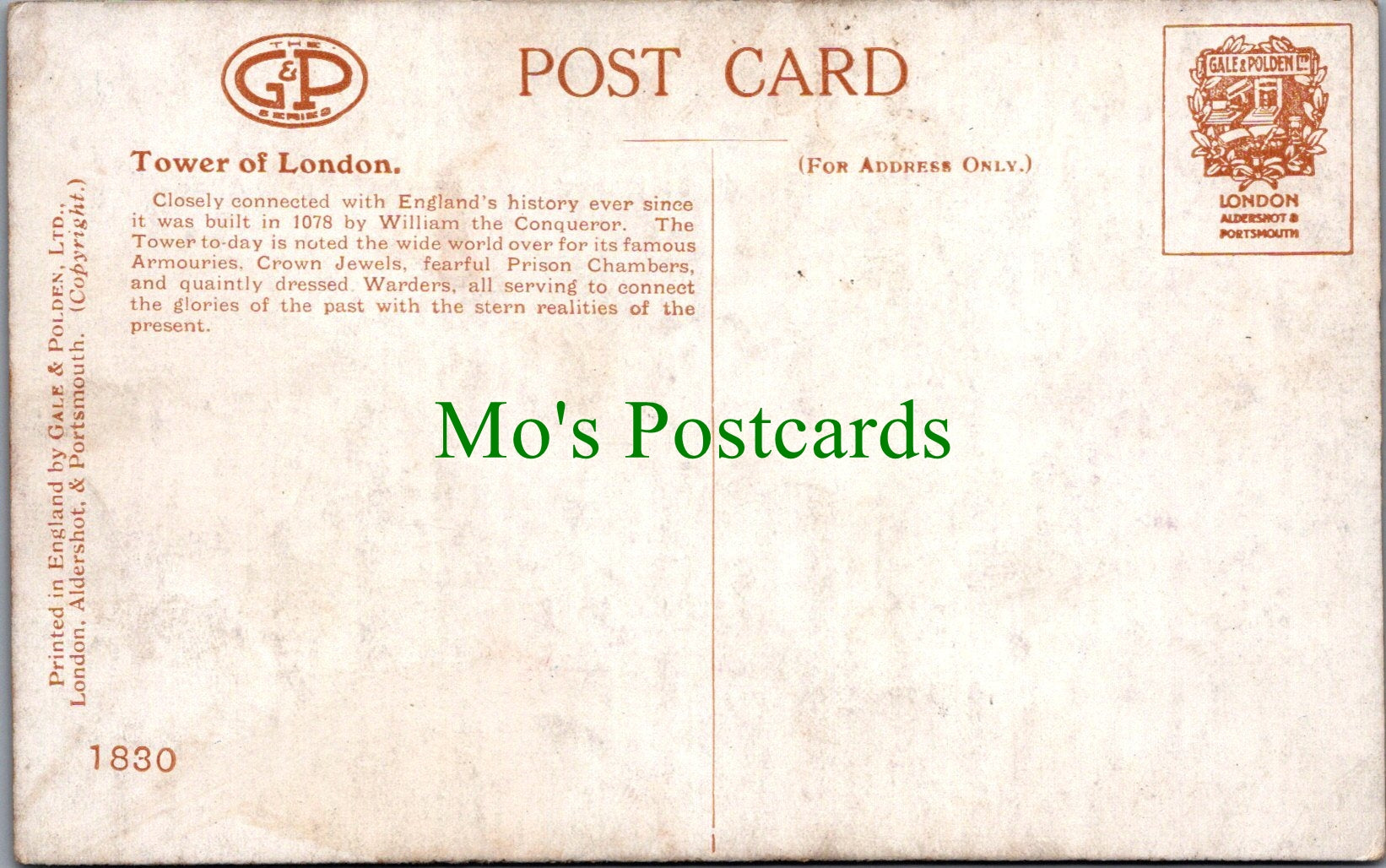 London Postcard - Artist View of The Tower of London  SW13053