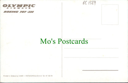 Aviation Postcard - Olympic Airways Boeing 707-320 Aeroplane DC1589