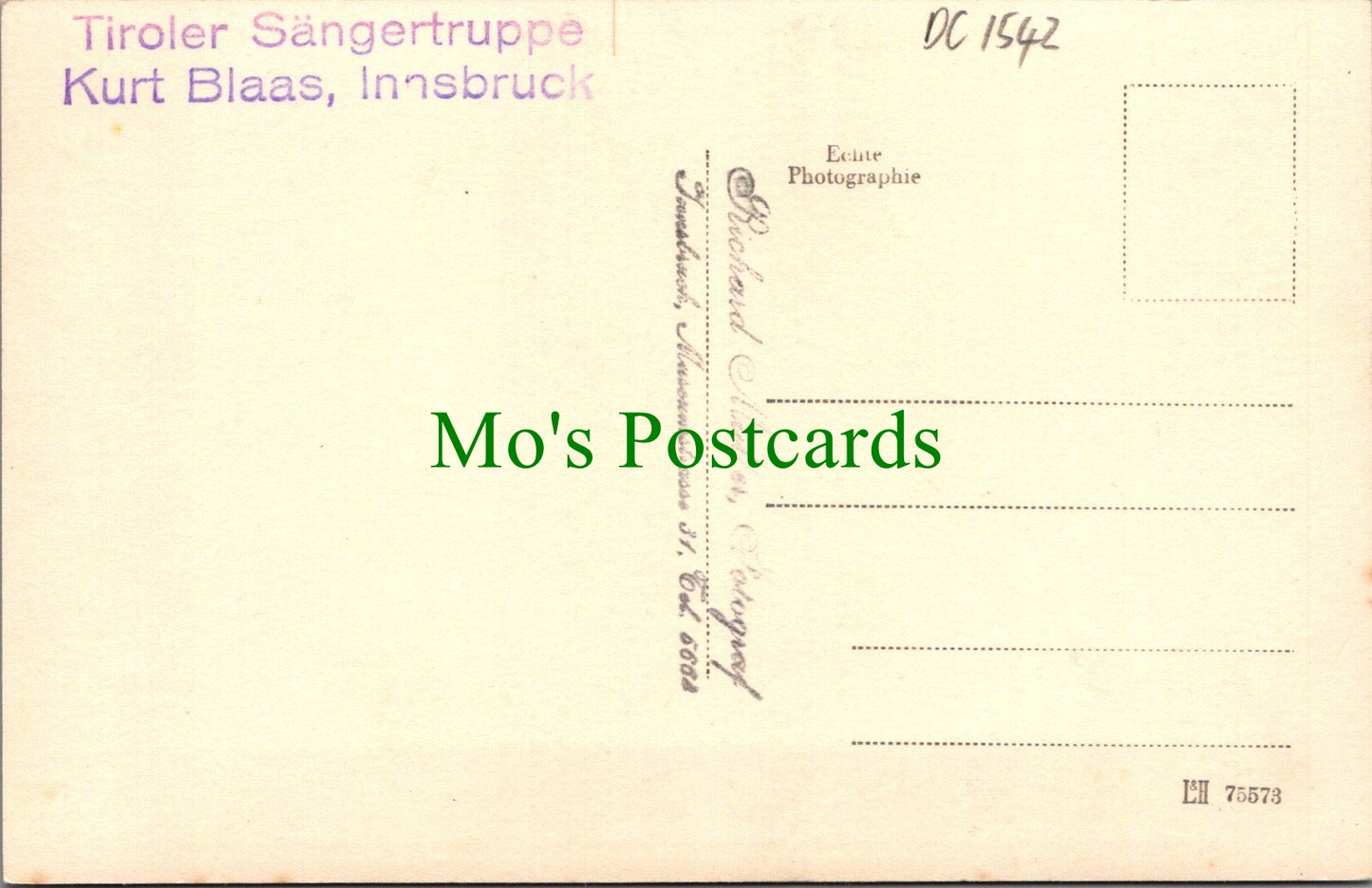 Austria Postcard - Tiroler Sangertruppe Kurt Blaas, Innsbruck  DC1542