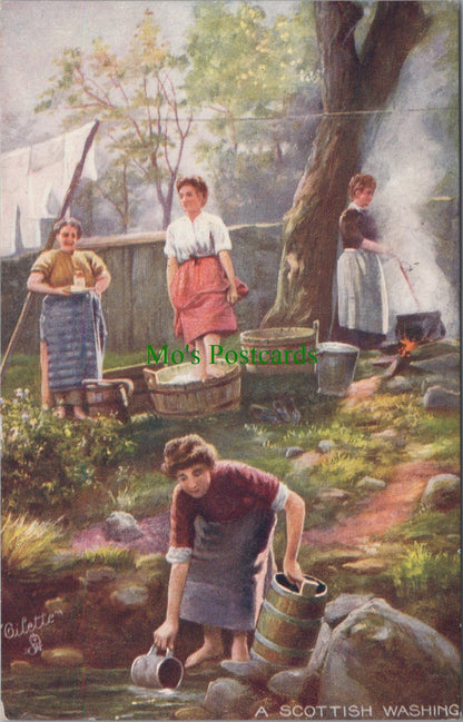 Scotland Postcard - A Scottish Washing   SW13190