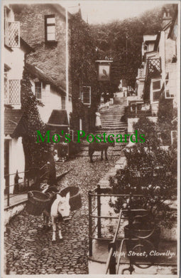Devon Postcard - Donkeys on Clovelly High Street HP223