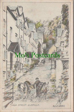 Devon Postcard - High Street, Clovelly, Artist N.G.Curry HP209