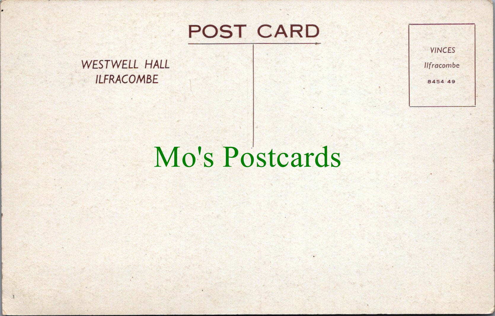 Devon Postcard - Ilfracombe, Westwell Hall  SW12665