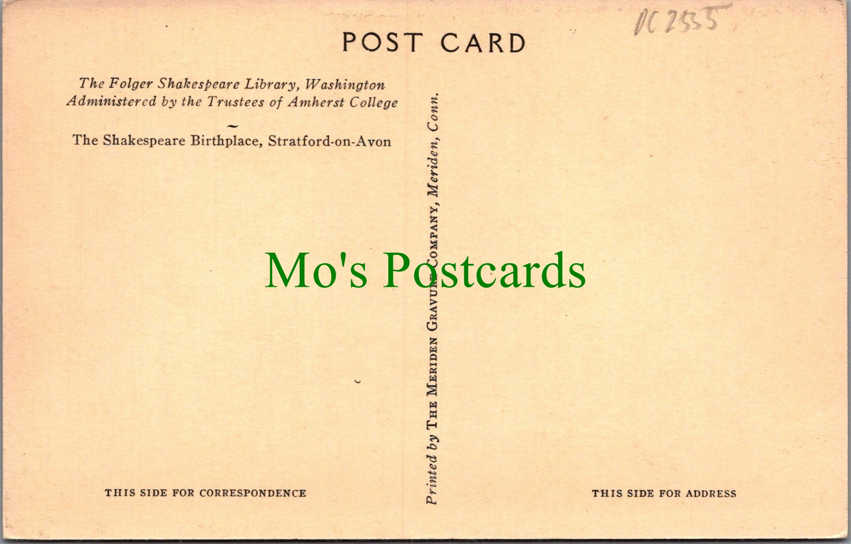Warwickshire Postcard - Stratford-On-Avon, Shakespeare's Birthplace DC2555