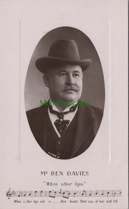 Music Postcard - Welsh Operatic Tenor Mr Ben Davies "When Other Lips" SW13223