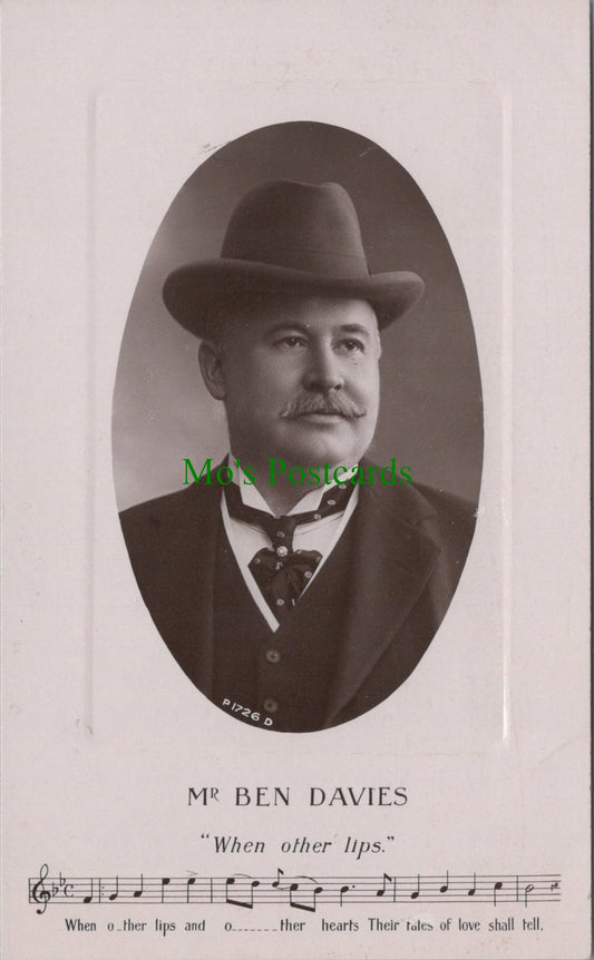 Music Postcard - Welsh Operatic Tenor Mr Ben Davies "When Other Lips" SW13223