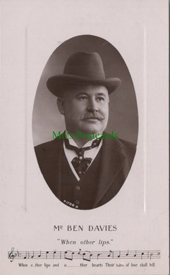 Music Postcard - Welsh Operatic Tenor Mr Ben Davies 