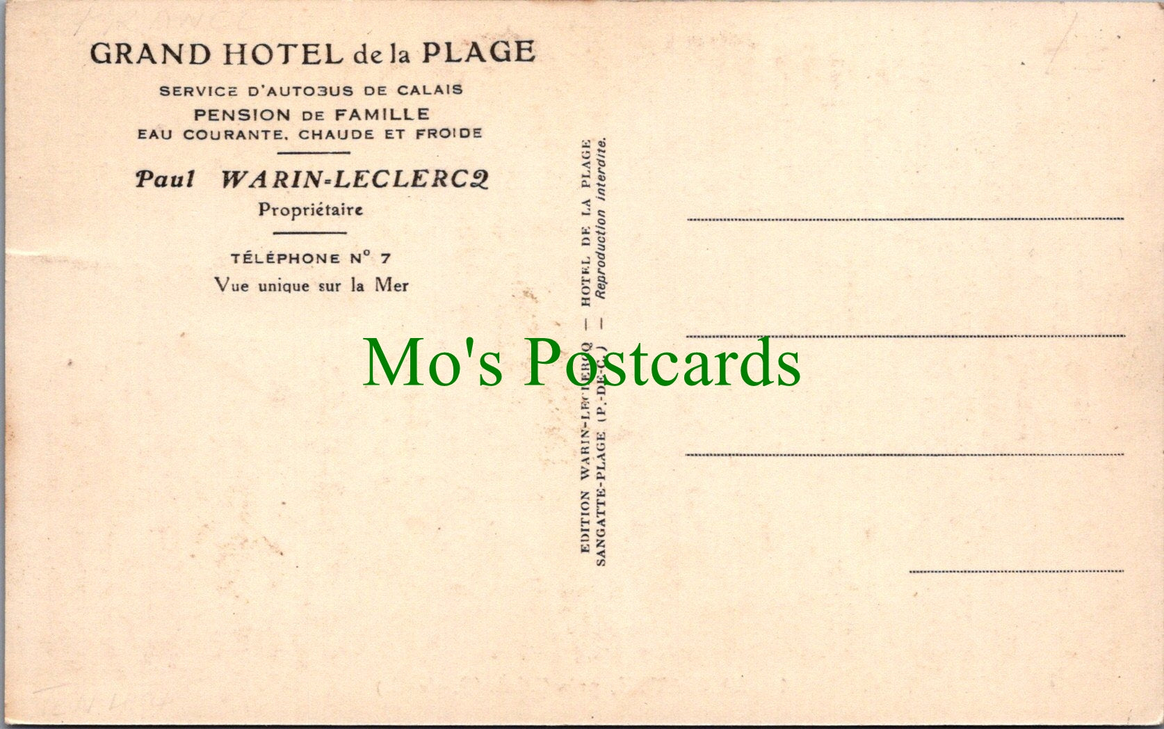 France Postcard - Sangatte, Pres Calais SW11010