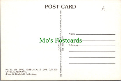 Aviation Postcard - DAQ Airbus A310-203 Cyprus Airways Aeroplane  SW11477