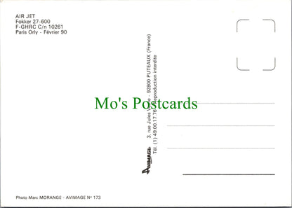 Aviation Postcard - Air Jet Fokker 27-600 Aeroplane  SW11492