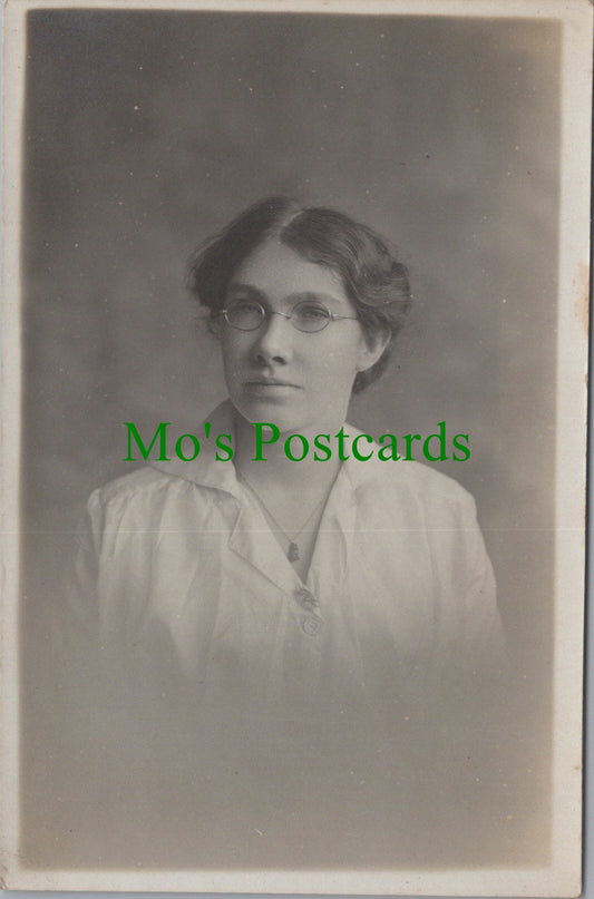 Ancestors Postcard - Portrait of a Young Lady Wearing Glasses SW11066