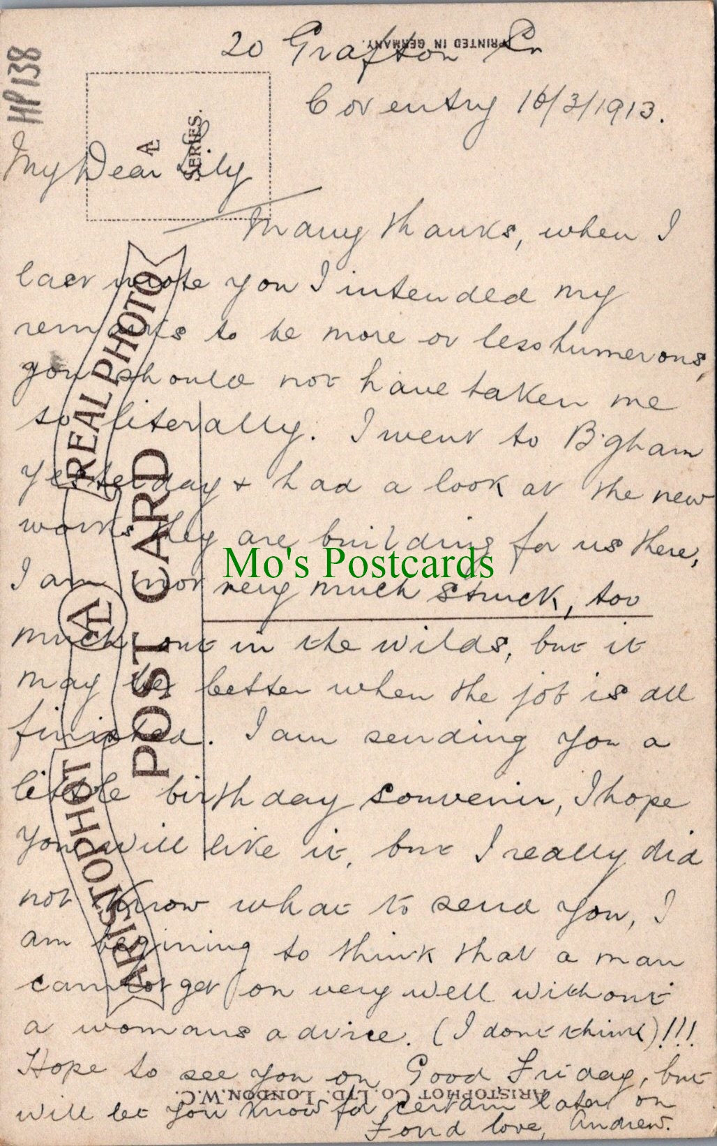 Children Postcard - Following The Dear Old Dad - Pipe Smoking HP138