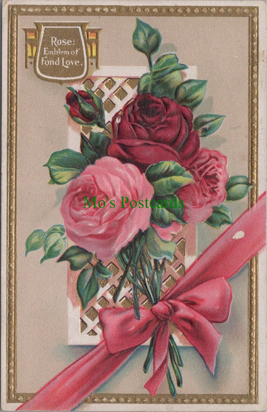 Embossed Greetings Postcard - Rose: Emblem of Fond Love  HP140