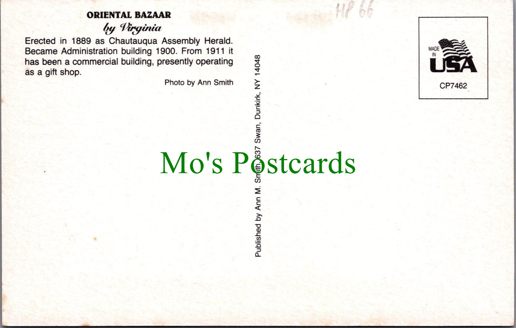 America Postcard - Oriental Bazaar, Chautauqua, New York HP66