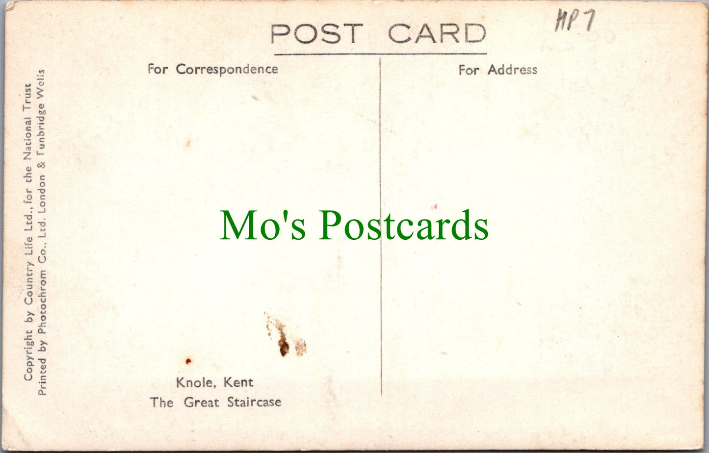 Kent Postcard - Knole - The Great Staircase   HP7