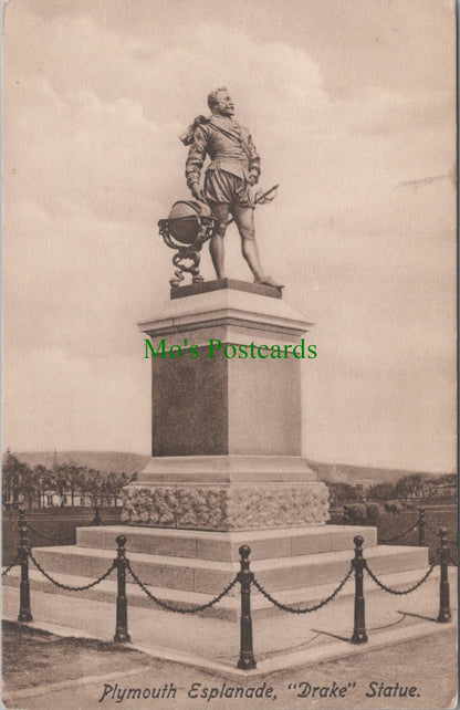 Devon Postcard - Plymouth Esplanade, "Drake" Statue  HP19