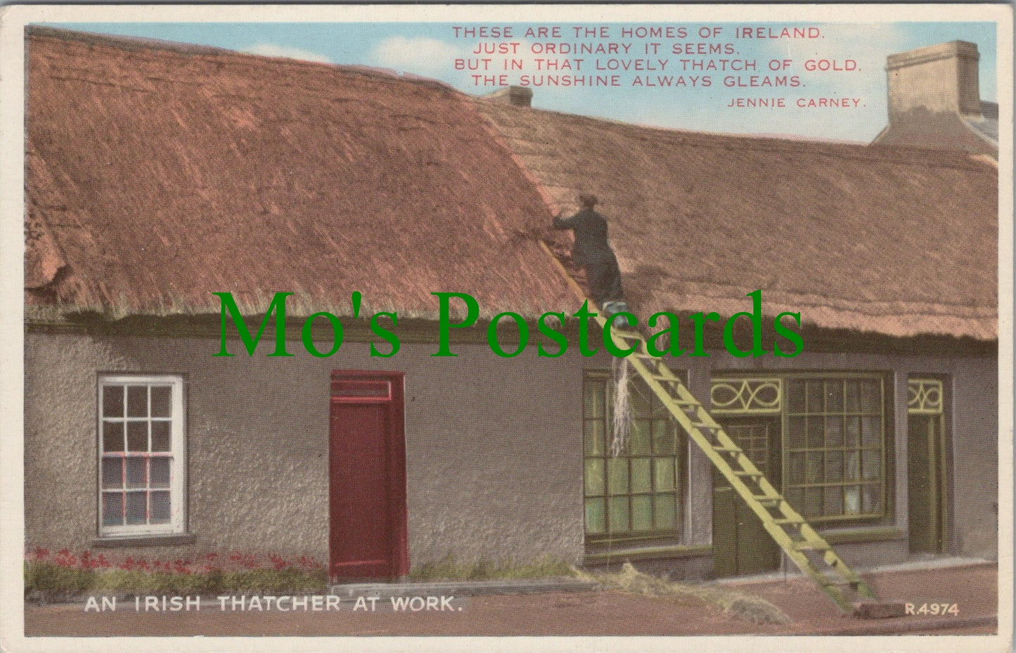 Ireland Postcard - An Irish Thatcher at Work  SW12509