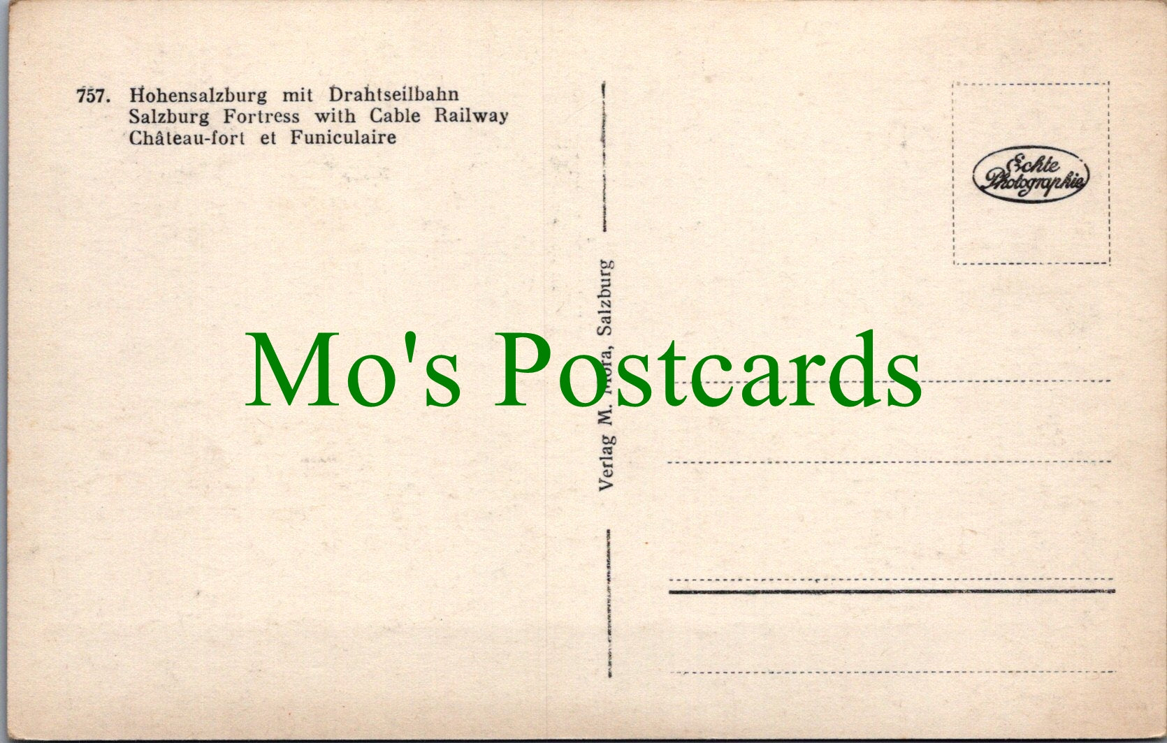 Austria Postcard - Salzburg Fortress With Cable Railway SW12531