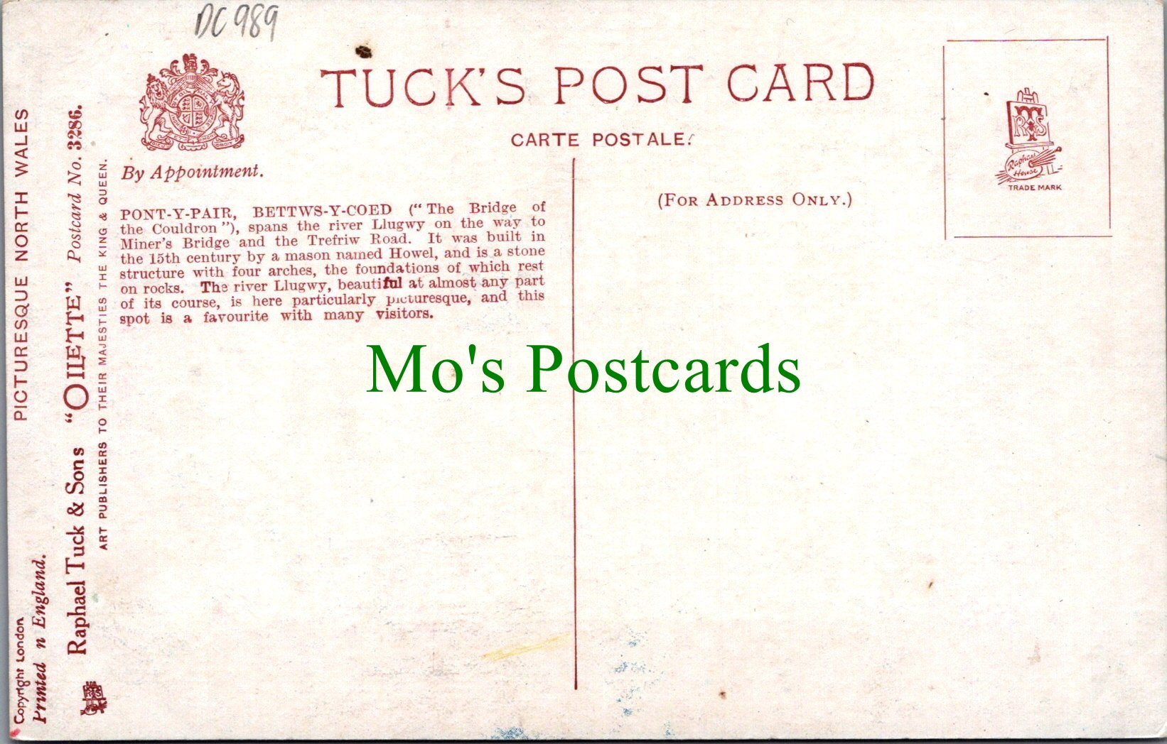 Wales Postcard - Pont-y-Pair, Bettws-y-Coed  DC989