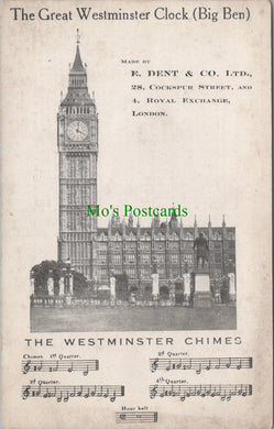 London Postcard - The Great Westminster Clock (Big Ben) DC879