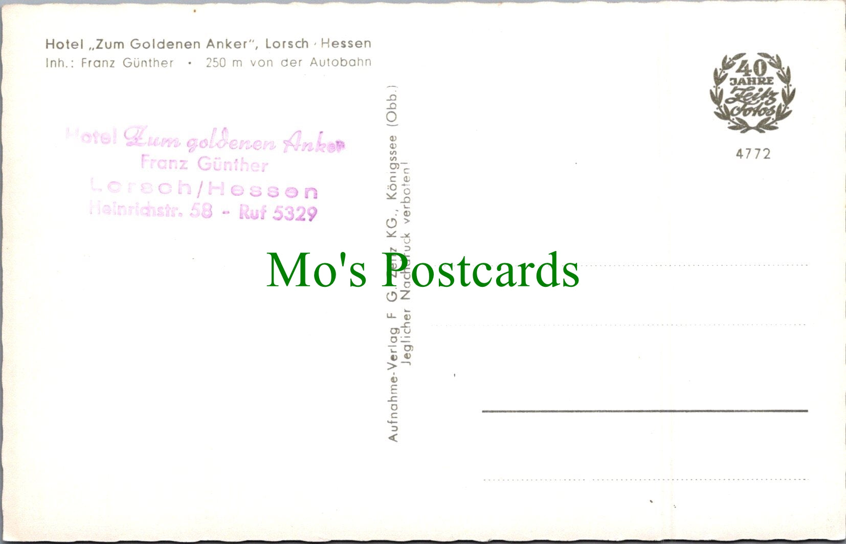 Germany Postcard - Lorsch a.d.Bergstrasse, Hotel Zum Goldenen Anker SW11580