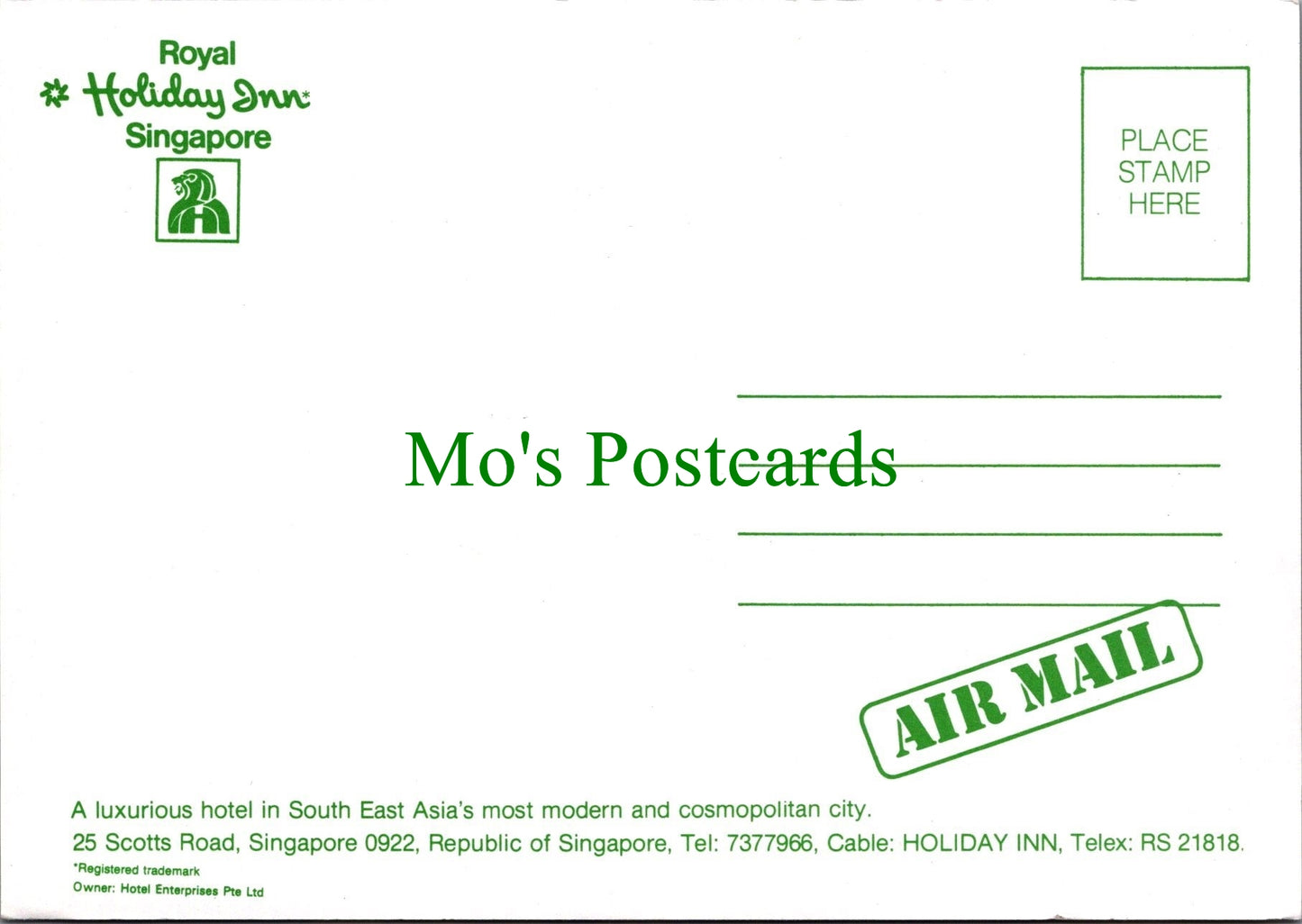 Singapore Postcard - The Royal Holiday Inn   SW12300