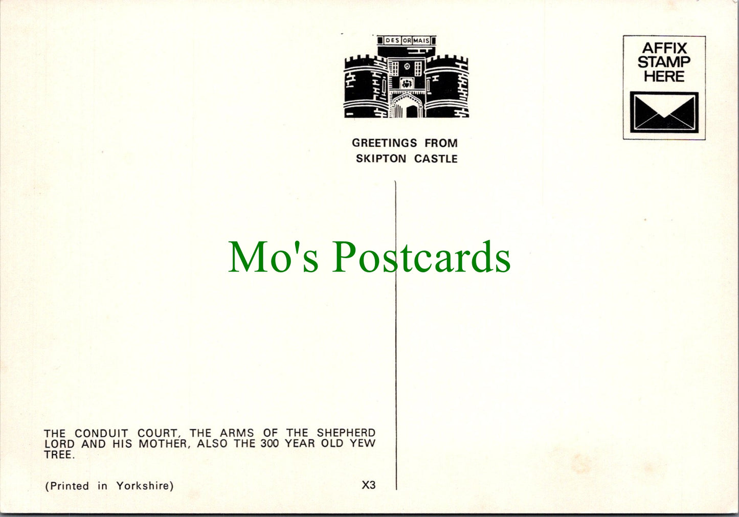 Yorkshire Postcard - Skipton Castle, The Conduit Court SW12113