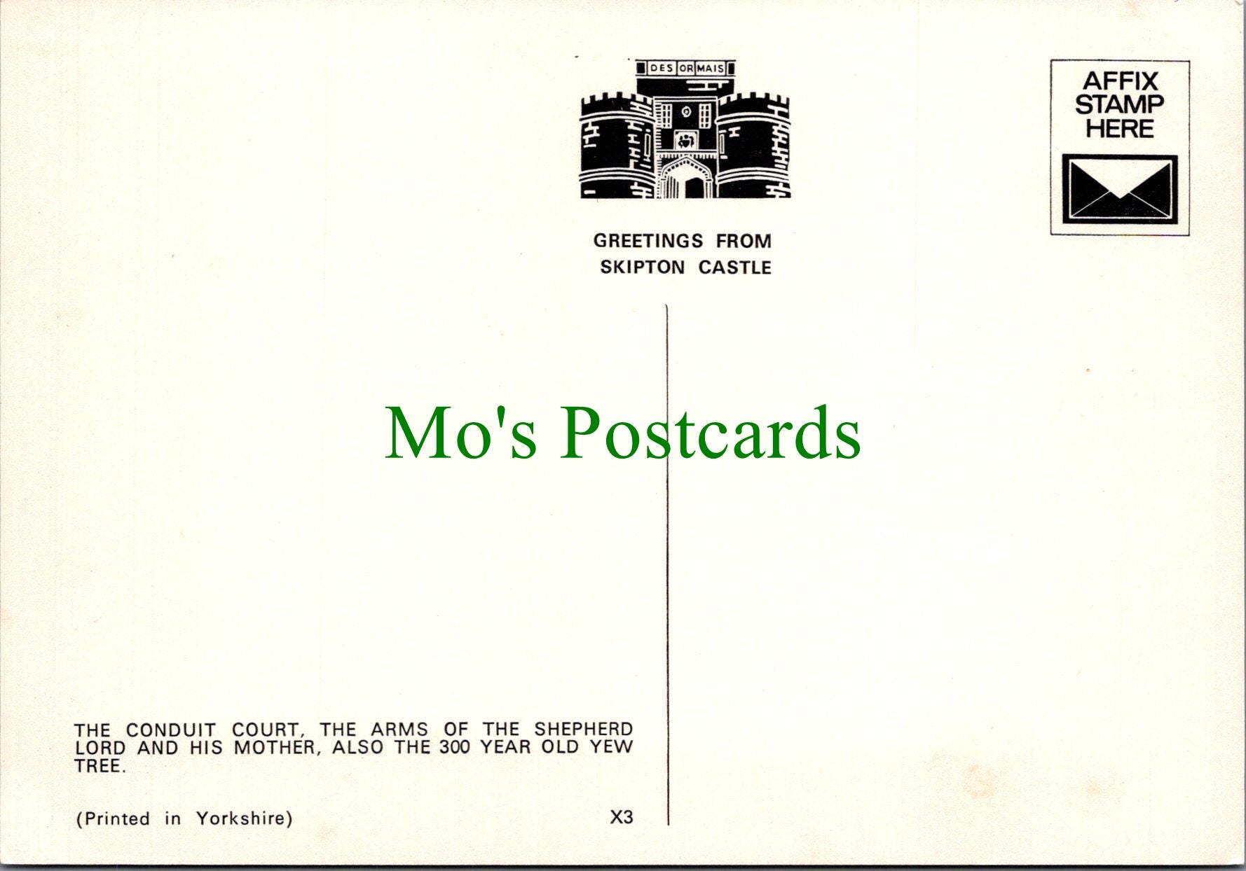 Yorkshire Postcard - Skipton Castle, The Conduit Court SW12113