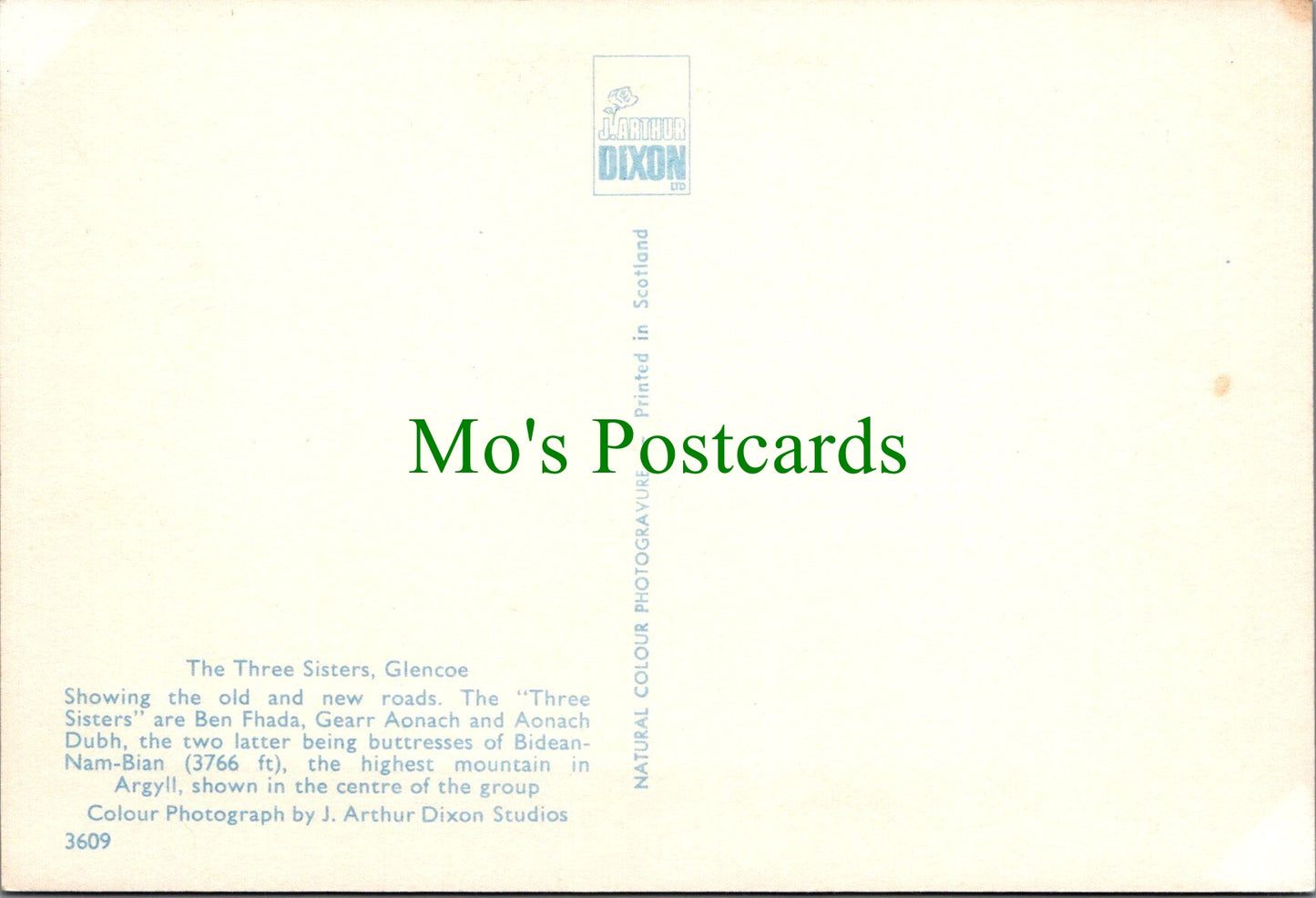 Scotland Postcard - The Three Sisters, Glencoe  SW12170