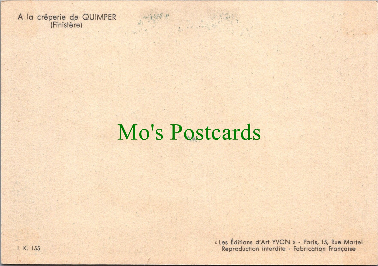 France Postcard - A La Creperie De Quimper, Finistere SW12176