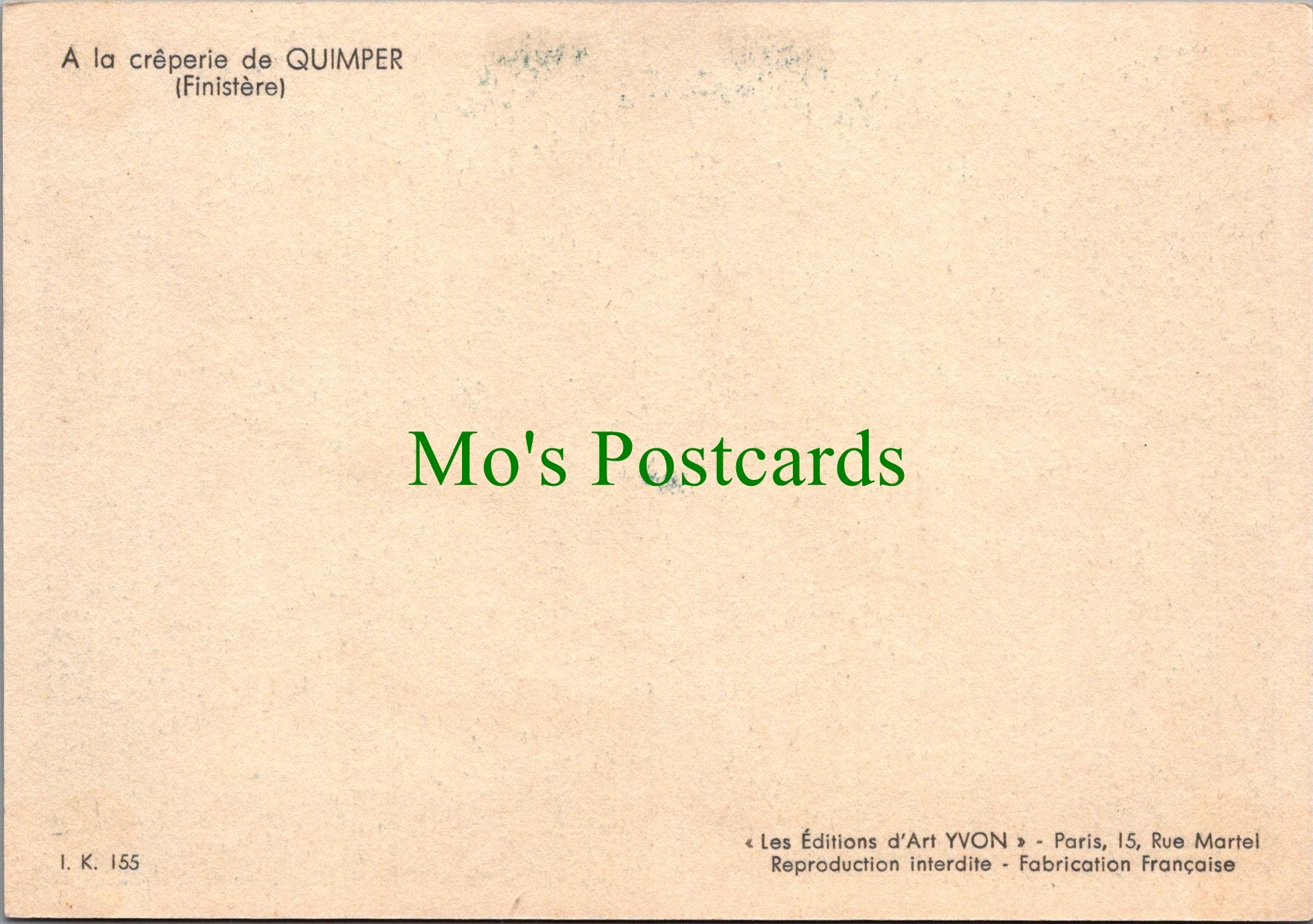 France Postcard - A La Creperie De Quimper, Finistere SW12176