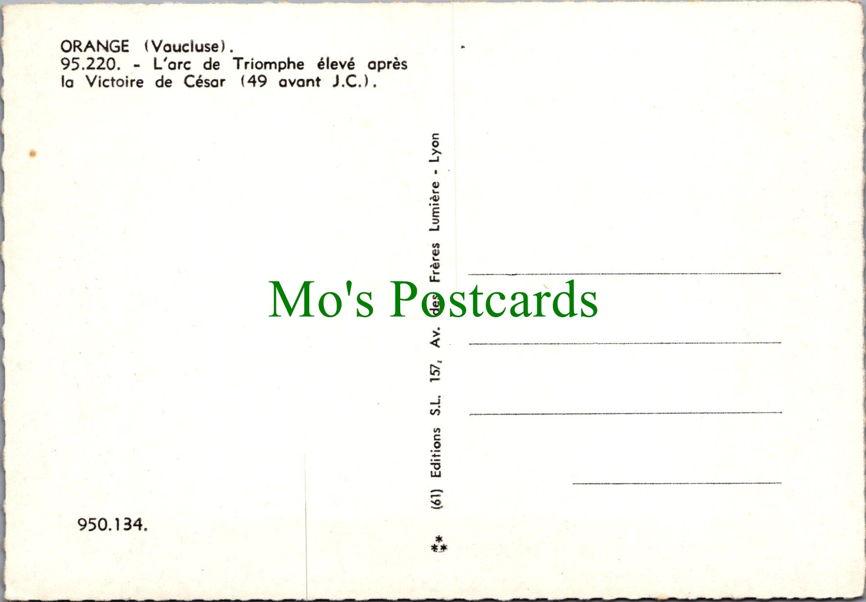 France Postcard - L'Arc De Triomphe, Orange, Vaucluse SW12188