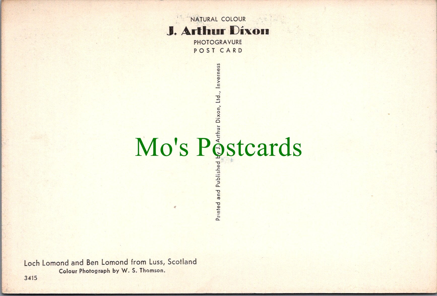 Scotland Postcard - Loch Lomond and Ben Lomond From Luss SW12220
