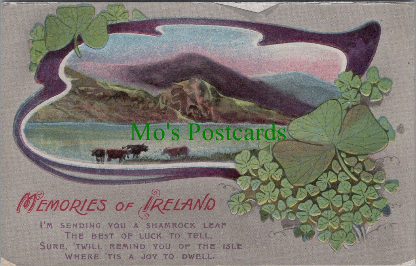 Ireland Postcard - Memories of Ireland, Shamrock Leaf  SW12763