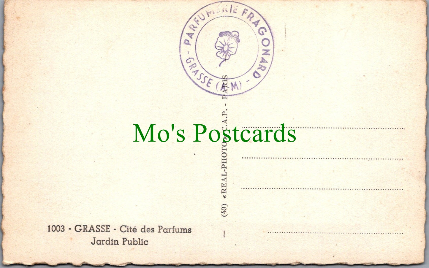 France Postcard - Grasse, Cite Des Parfums Jardin Public SW12767