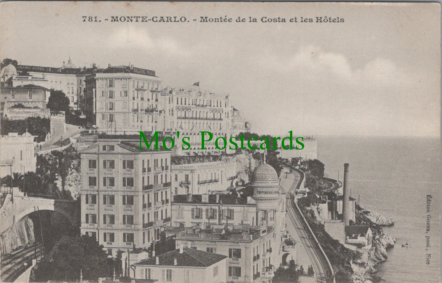 Monaco Postcard - Monte-Carlo, Montee De La Costa Et Les Hotels  SW12797